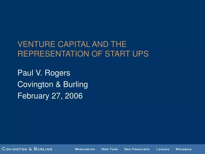 venture capital and the representation of start ups