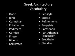 Greek Architecture Vocabulary