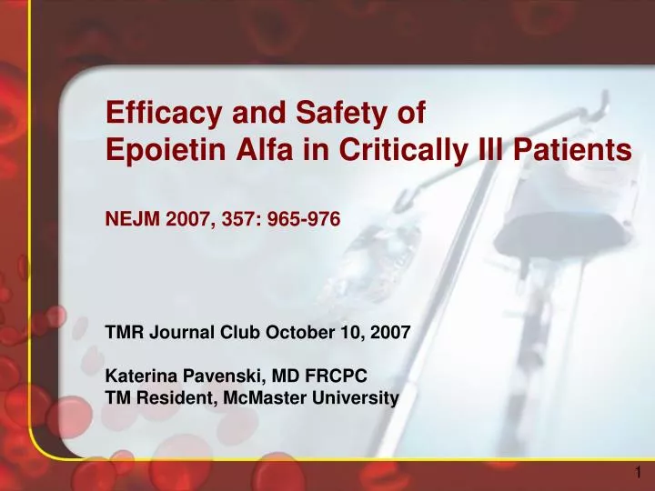 efficacy and safety of epoietin alfa in critically ill patients nejm 2007 357 965 976