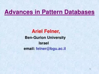 Advances in Pattern Databases