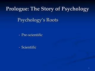 Prologue: The Story of Psychology