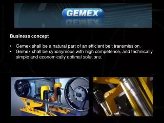 Business concept Gemex shall be a natural part of an efficient belt transmission.