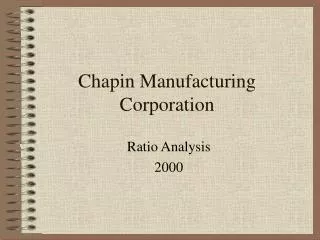Chapin Manufacturing Corporation