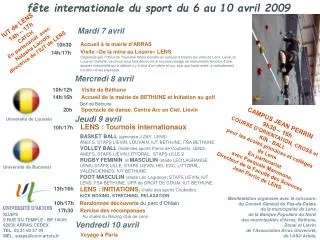 fête internationale du sport du 6 au 10 avril 2009