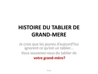 histoire du tablier de grand mere