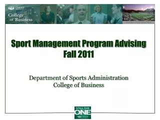 Sport Management Program Advising Fall 2011
