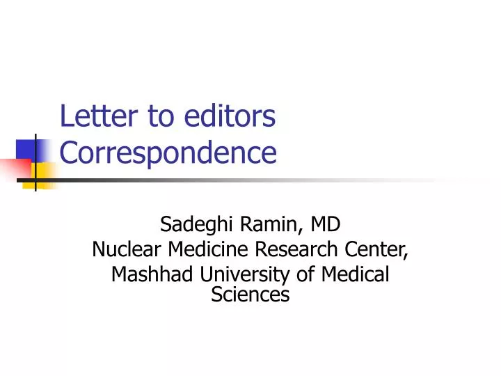 letter to editors correspondence