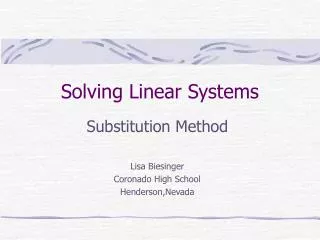 Solving Linear Systems