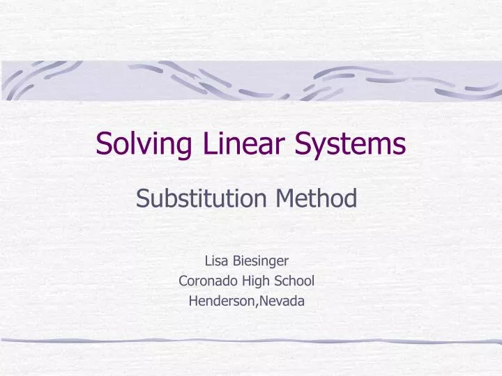 solving linear systems