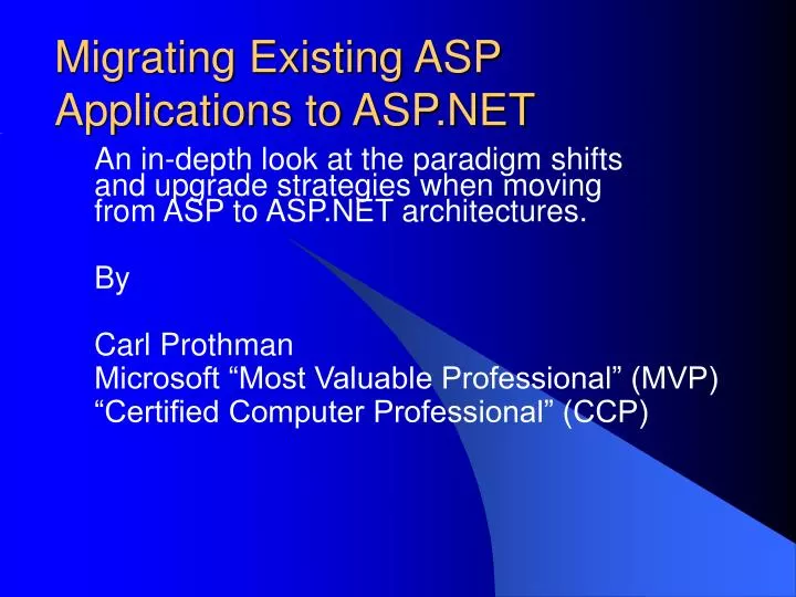 migrating existing asp applications to asp net