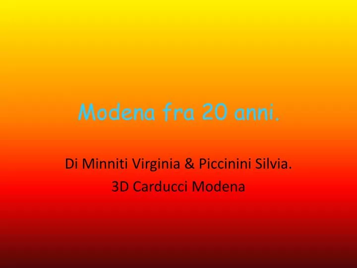 modena fra 20 anni