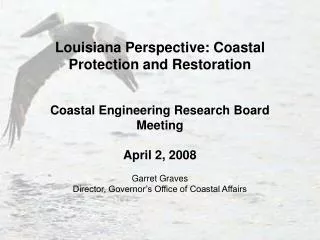 Louisiana Perspective: Coastal Protection and Restoration Coastal Engineering Research Board Meeting April 2, 2008