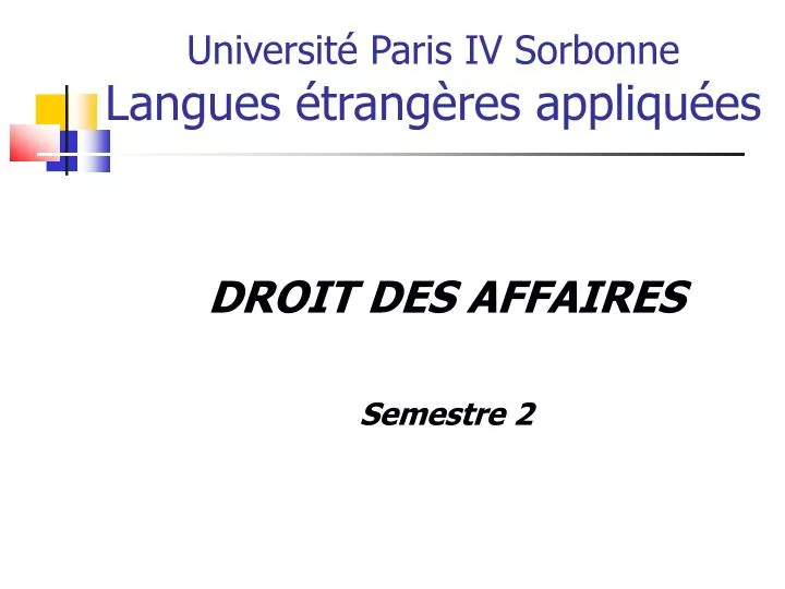 droit des affaires semestre 2