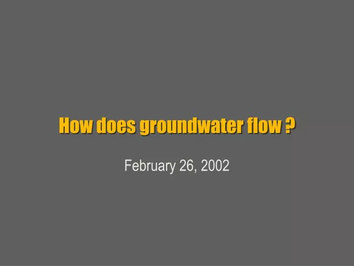 how does groundwater flow