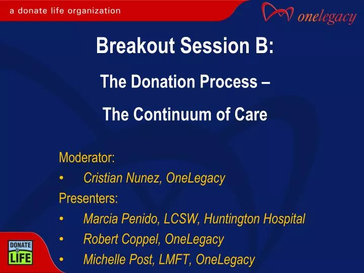 breakout session b the donation process the continuum of care