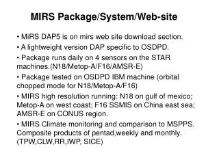 MIRS Package/System/Web-site