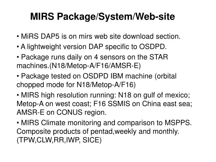 mirs package system web site