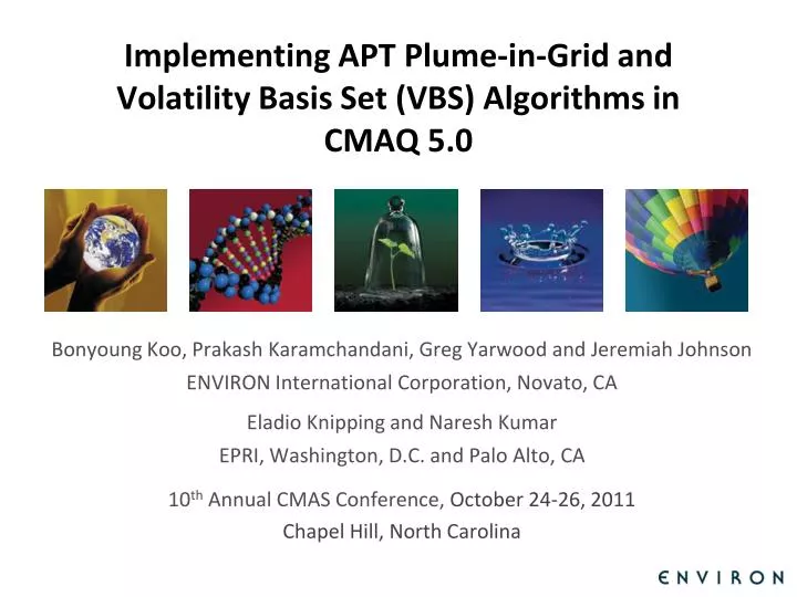 implementing apt plume in grid and volatility basis set vbs algorithms in cmaq 5 0