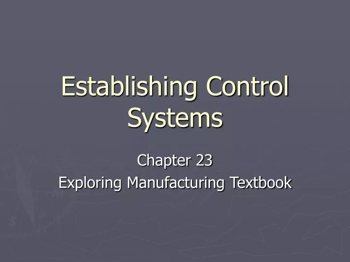 establishing control systems