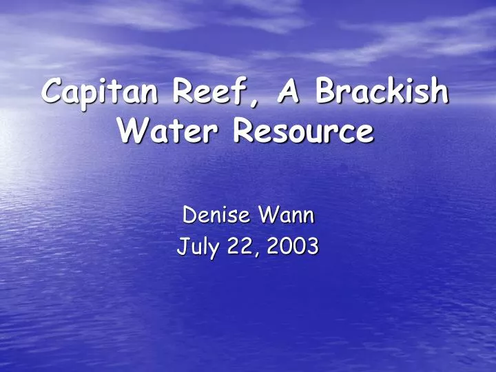 capitan reef a brackish water resource