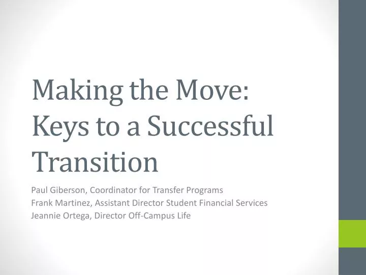 making the move keys to a successful transition