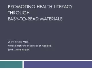 Promoting Health Literacy through Easy-to-Read Materials
