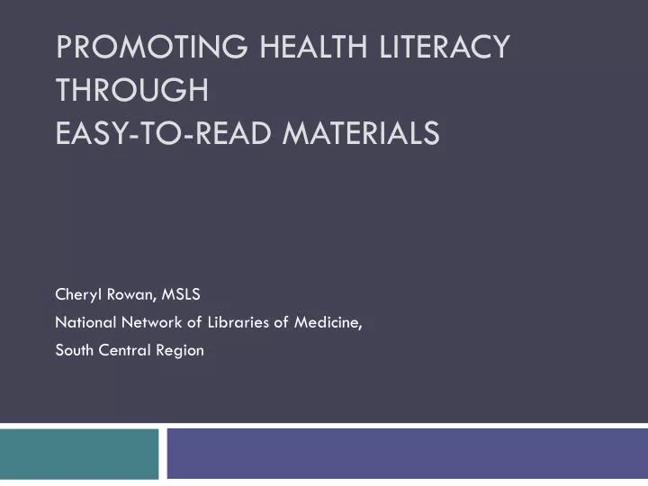 promoting health literacy through easy to read materials