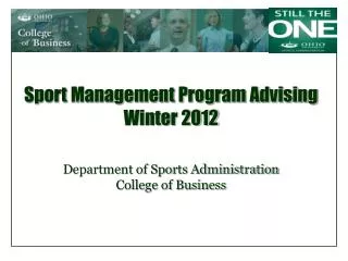 Sport Management Program Advising Winter 2012