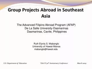 Group Projects Abroad in Southeast Asia