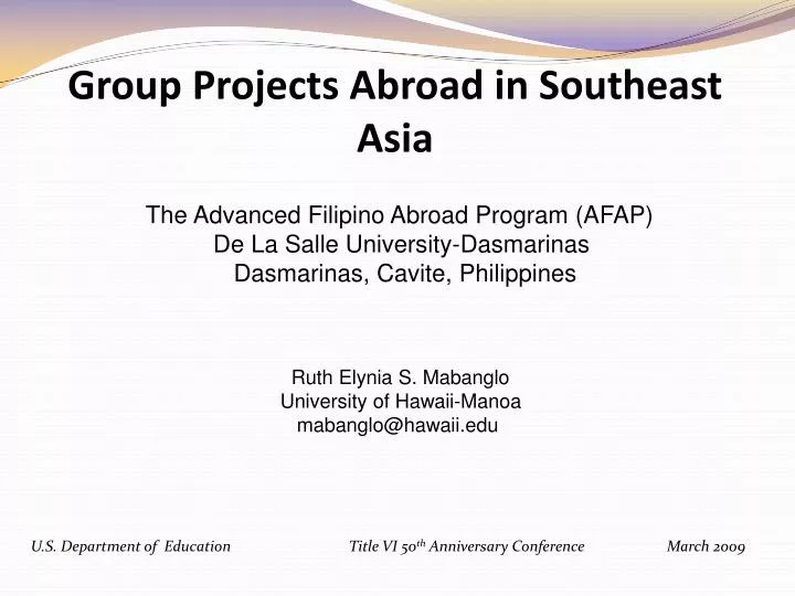 group projects abroad in southeast asia