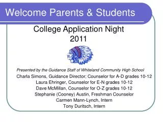 Welcome Parents &amp; Students