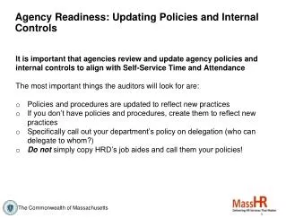 Agency Readiness: Updating Policies and Internal Controls