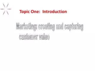 Marketing: creating and capturing customer value