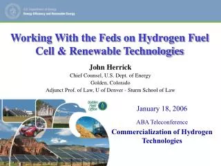 January 18, 2006 ABA Teleconference Commercialization of Hydrogen Technologies