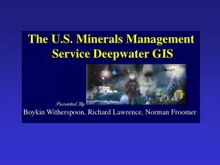 The U.S. Minerals Management Service Deepwater GIS