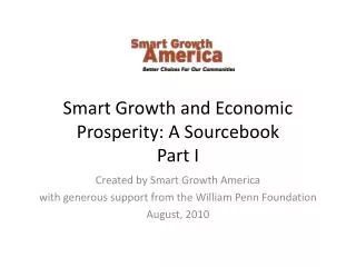 Smart Growth and Economic Prosperity: A Sourcebook Part I