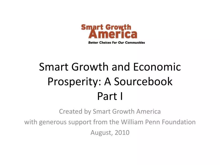 smart growth and economic prosperity a sourcebook part i