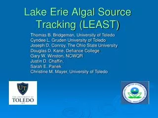 Lake Erie Algal Source Tracking (LEAST)
