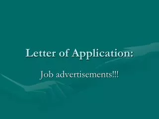 Letter of Application: