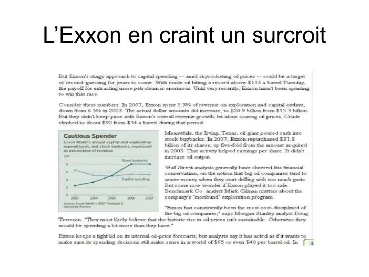 l exxon en craint un surcroit