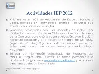 Actividades IEP 2012