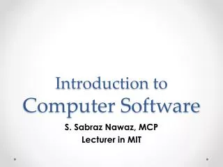Introduction to Computer Software