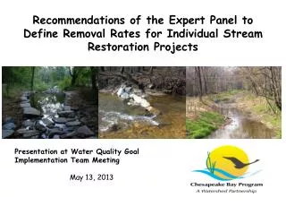 Recommendations of the Expert Panel to Define Removal Rates for Individual Stream Restoration Projects