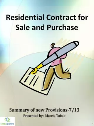 Residential Contract for Sale and Purchase