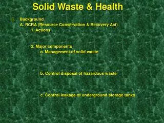Solid Waste &amp; Health