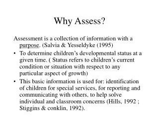 Why Assess?
