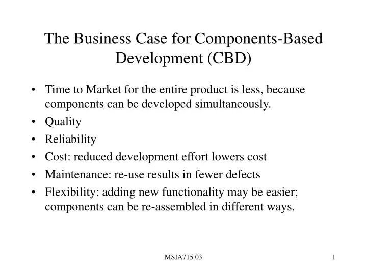 the business case for components based development cbd