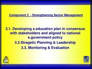 Component 3 - Strengthening Sector Management