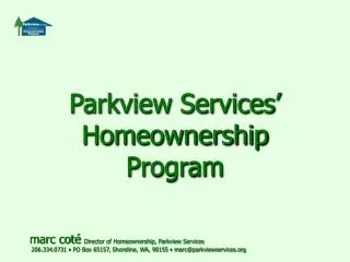 Parkview Services’ Homeownership Program