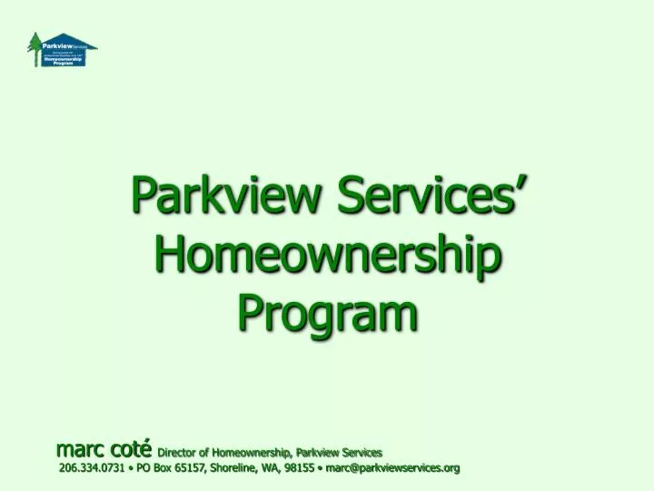 parkview services homeownership program
